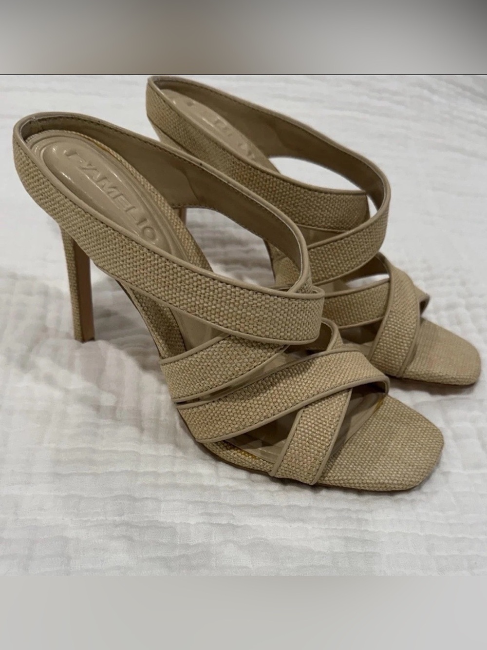 Beige Braided Strappy High Heel Sandals for Women